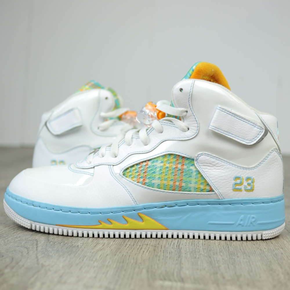 Nike Air Jordan Fusion AJF 5 Men’s Easter Blue Chill Maize 322882-181 Air Force